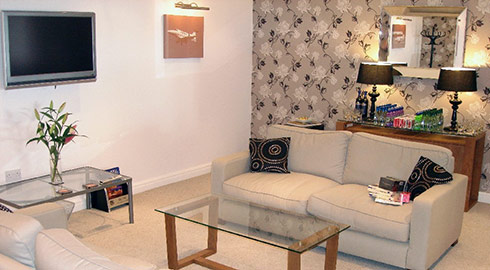 Lounge facilities at our head offices in Blackpool where you can relax with a coffee or celebrate with champagne!